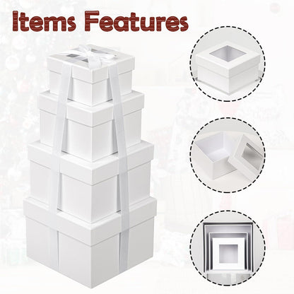 Geschenkbox Set Quadratische Schachteln mit Sichtfenster White