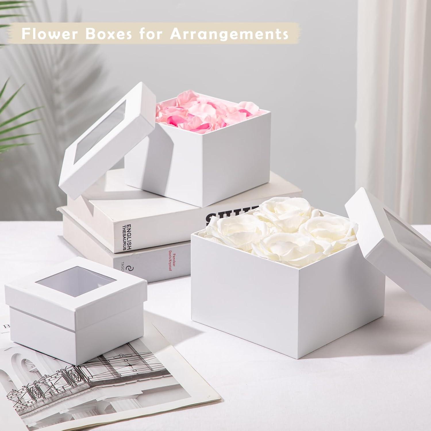 Briful 4er Set Quadratische Geschenkboxen mit Sichtfenster & Deckel