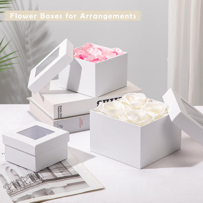 Briful 4er Set Quadratische Geschenkboxen mit Sichtfenster & Deckel