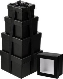 4er Set Quadratische Geschenkbox mit Sichtfenster und Deckel