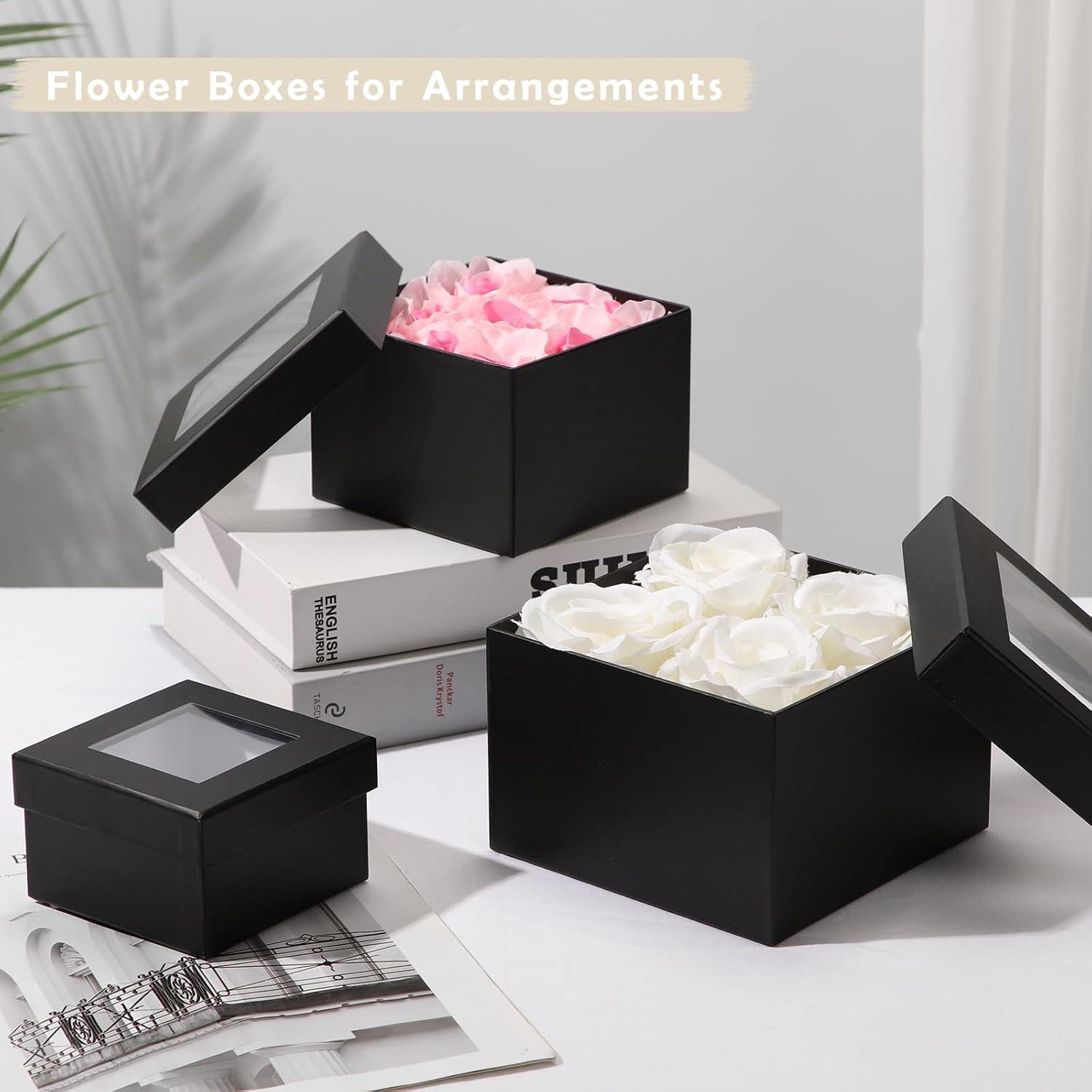 Briful Geschenkbox Quadratische Schachtel mit Sichtfenster 4er Set