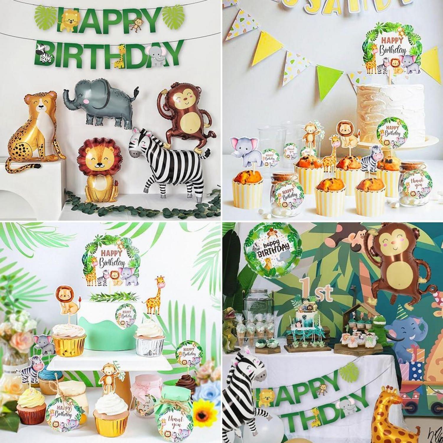 Dschungel Deko 2. Geburtstag Safari Tiere Folienballon Set 17-teilig