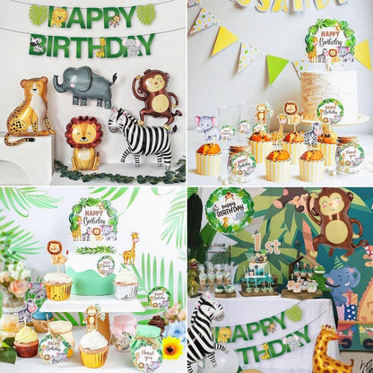Dschungel Deko 2. Geburtstag Safari Tiere Folienballon Set 17-teilig