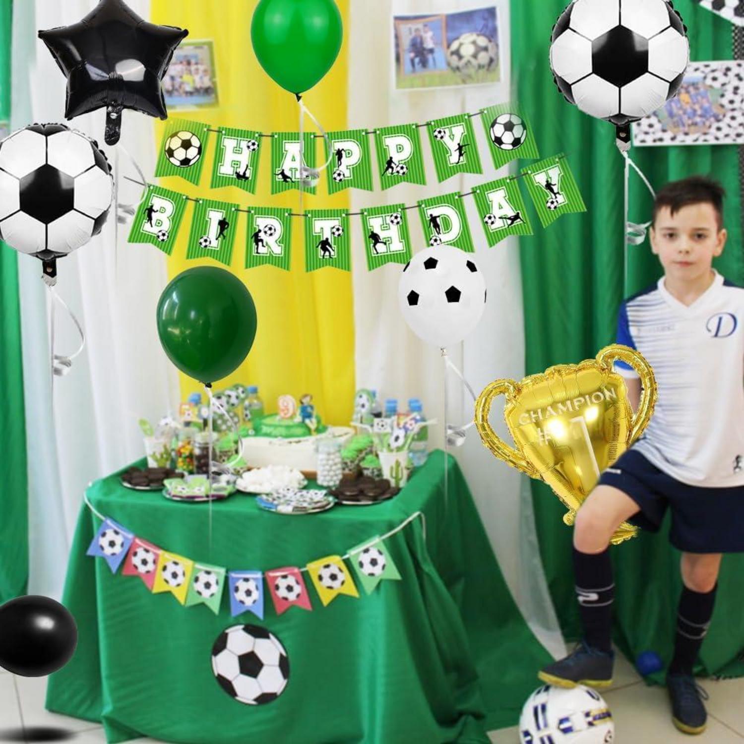 Fussball Geburtstag Deko Luftballon Grün Champion Trophäe Ballon Set
