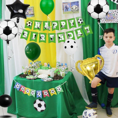 Fussball Geburtstag Deko Luftballon Grün Champion Trophäe Ballon Set
