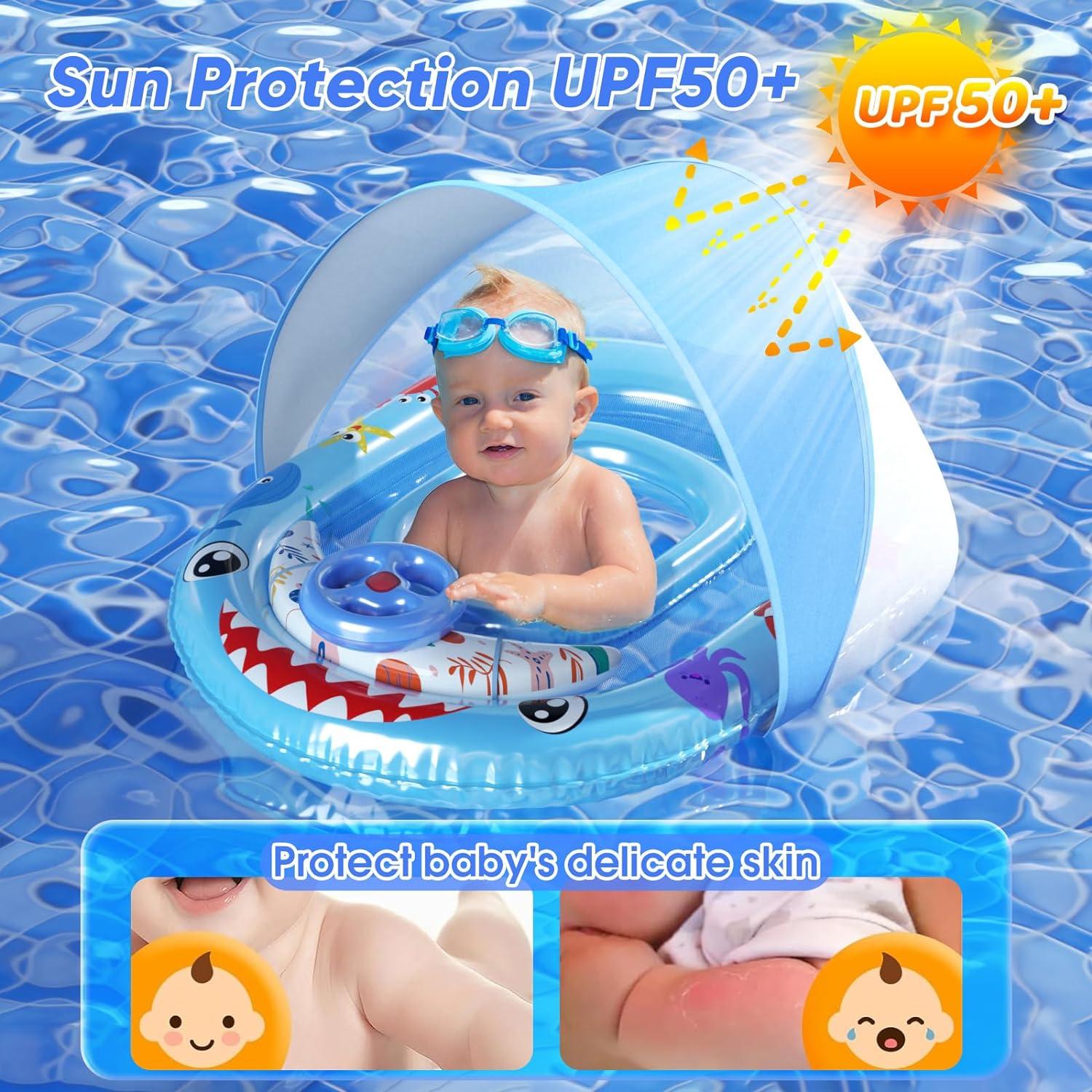 AUYLE Baby Schwimmring mit Sonnendach und