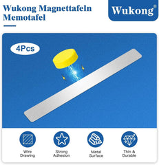 4er Set selbstklebende Magnettafel 30x3cm Silber mit 16
