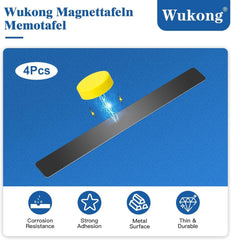 Wukong 4 Stück Magnetleisten Memotafel 30x3cm Schwarz mit 16