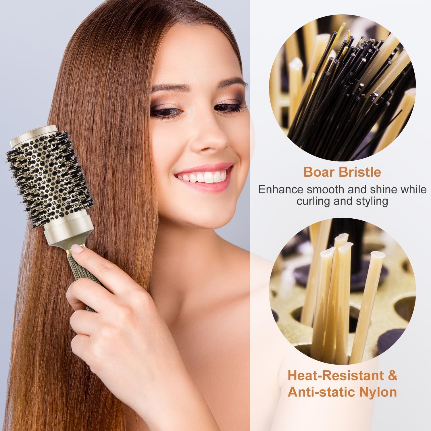 Rundbürste mit Wildschweinborsten für voluminöses Haarstyling