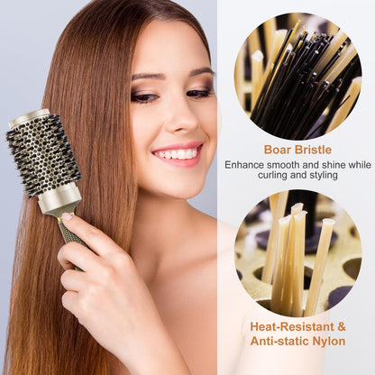 Rundbürste mit Wildschweinborsten für voluminöses Haarstyling