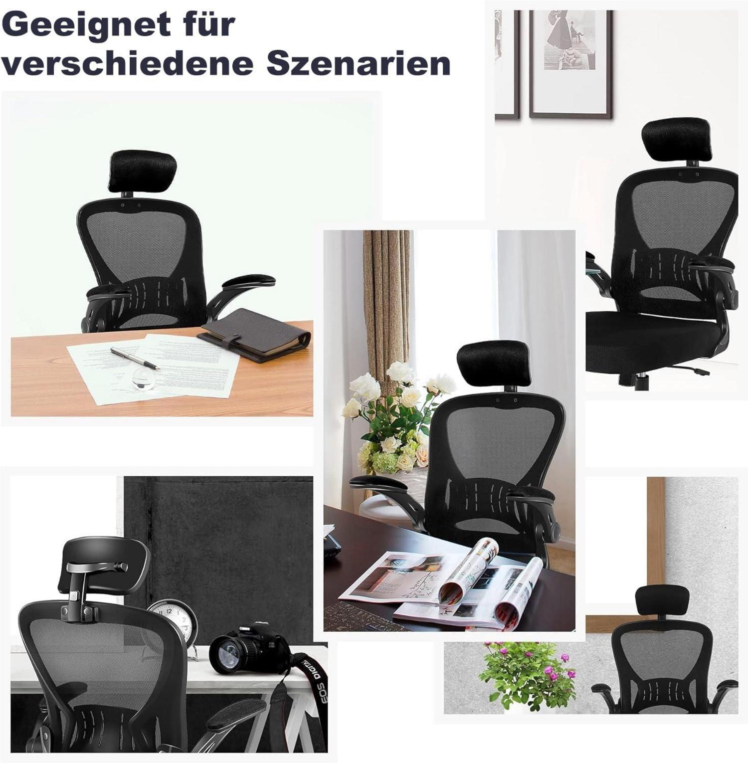 Ergonomischer Bürostuhl Schwarz mit Netz & Lordosenstütze