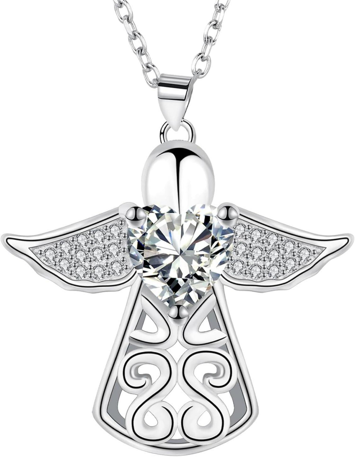 925 Sterling Silber Herz Schutzengel Halskette für Frauen