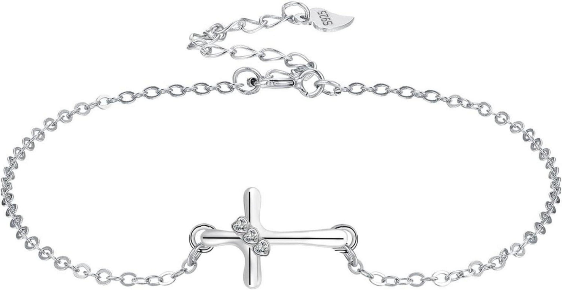 Schmuck Damen Armband 925 Sterling Silber Kreuz Zirkonia