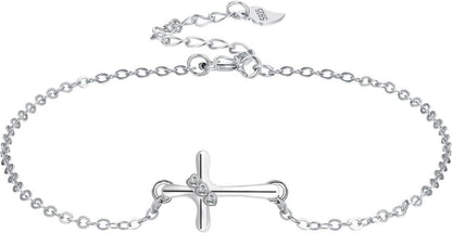 Schmuck Damen Armband 925 Sterling Silber Kreuz Zirkonia