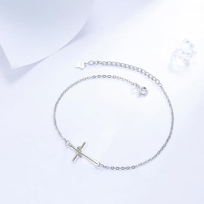 Armband Damen 925 Sterling Silber Kreuz Zirkonia Muttertag Geburtstag