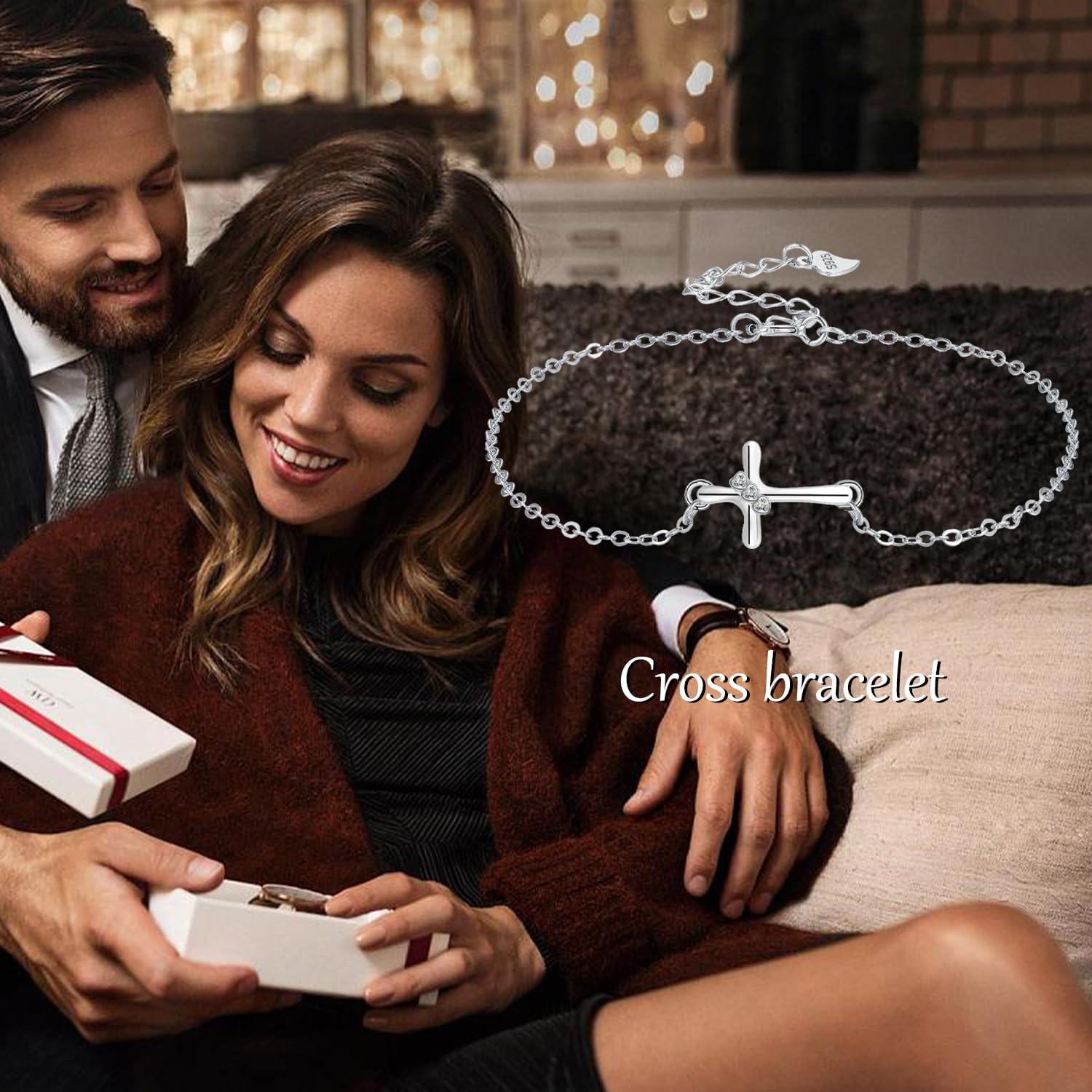 925 Silber Kreuz Armband Damen Muttertag Geburtstag Geschenk