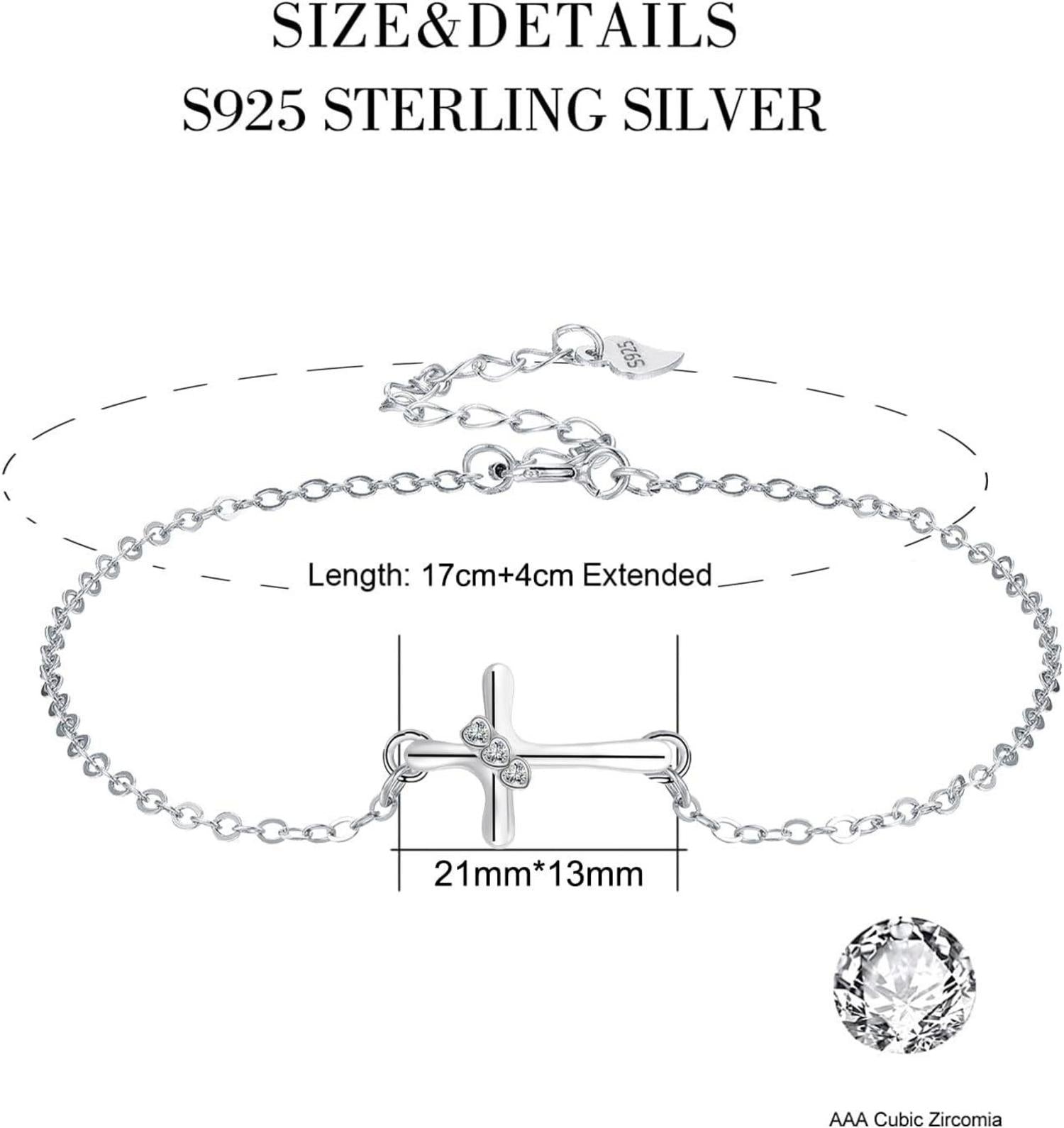 Armband Damen 925 Sterling Silber Muttertag Kreuz Geschenk Zirkonia