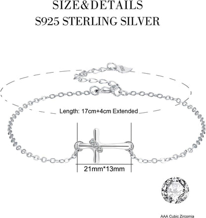 Armband Damen 925 Sterling Silber Muttertag Kreuz Geschenk Zirkonia