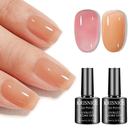 Rosa-Orange Herbst Gel Nagellack Set – Transparent & DIY