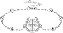 925 Sterling Silber Armband mit Hufeisen Kreuz Anhänger