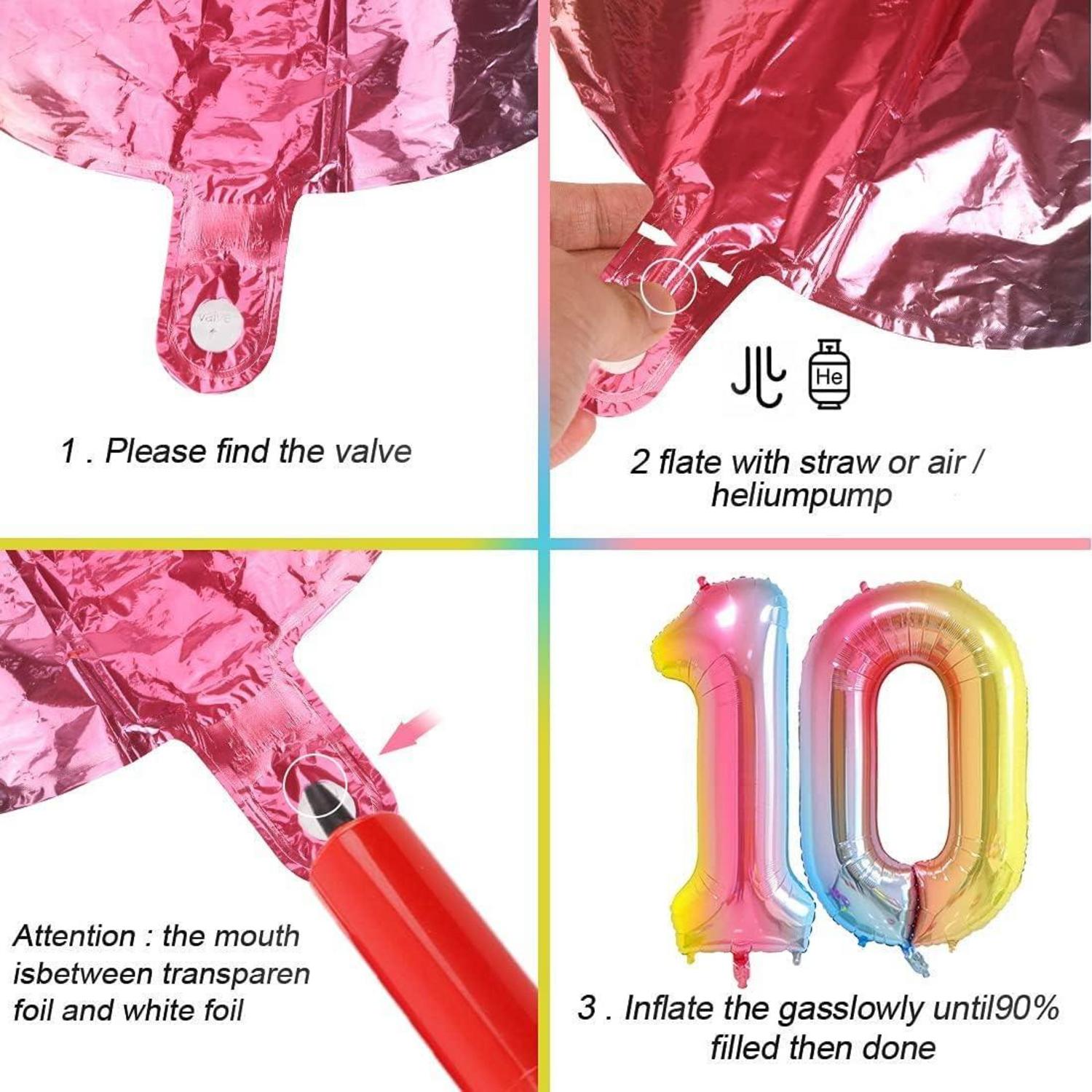 Luftballon 10. Geburtstag Mädchen Rosa Deko Set mit Folienballon