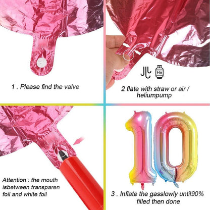 Luftballon 10. Geburtstag Mädchen Rosa Deko Set mit Folienballon