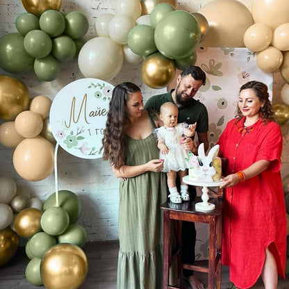 60x Luftballons Grün Gold Salbeigrün Party Deko Set