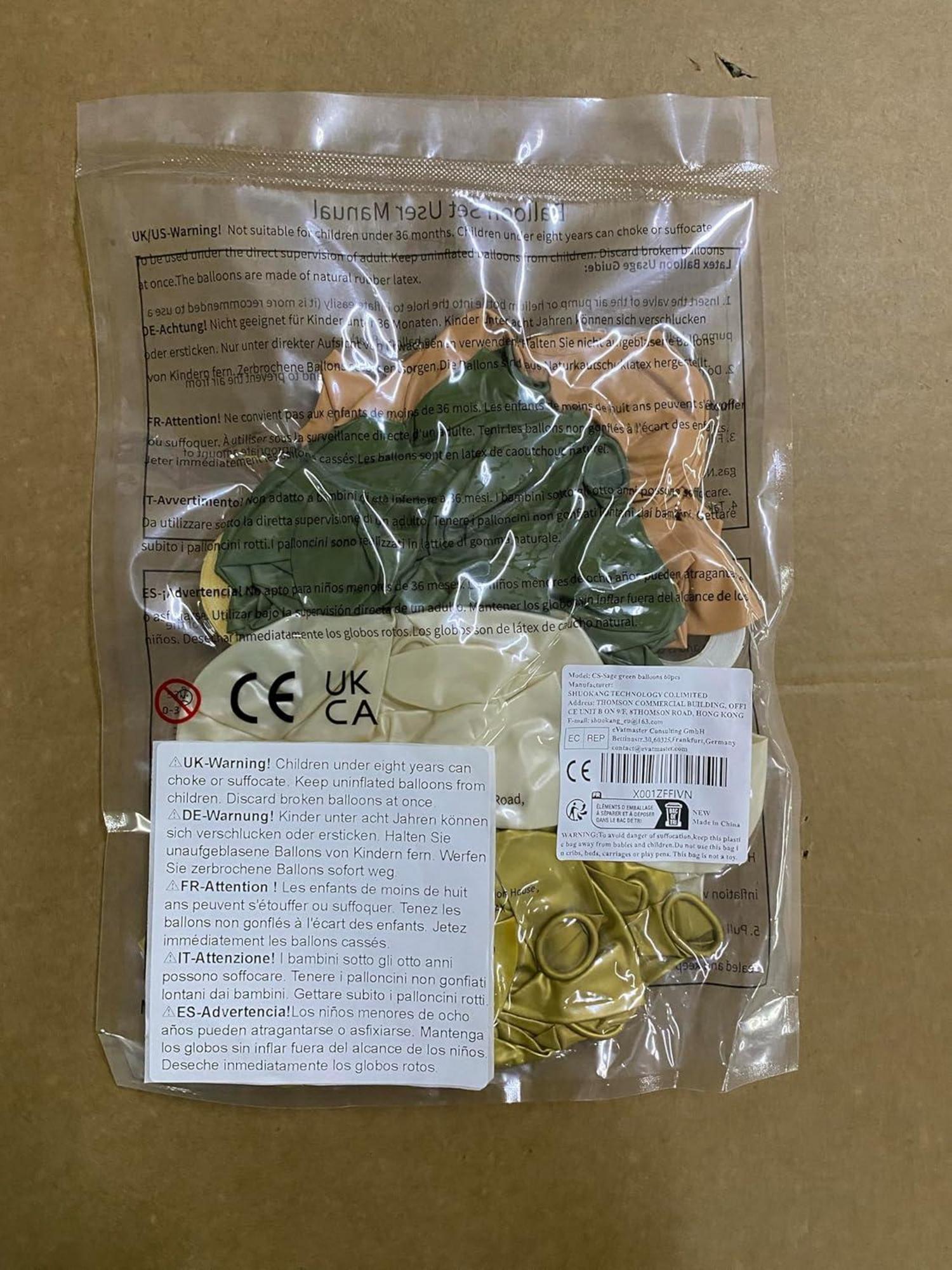 60x Grüne Goldene Salbeigrün Metallic Latex Luftballons Set