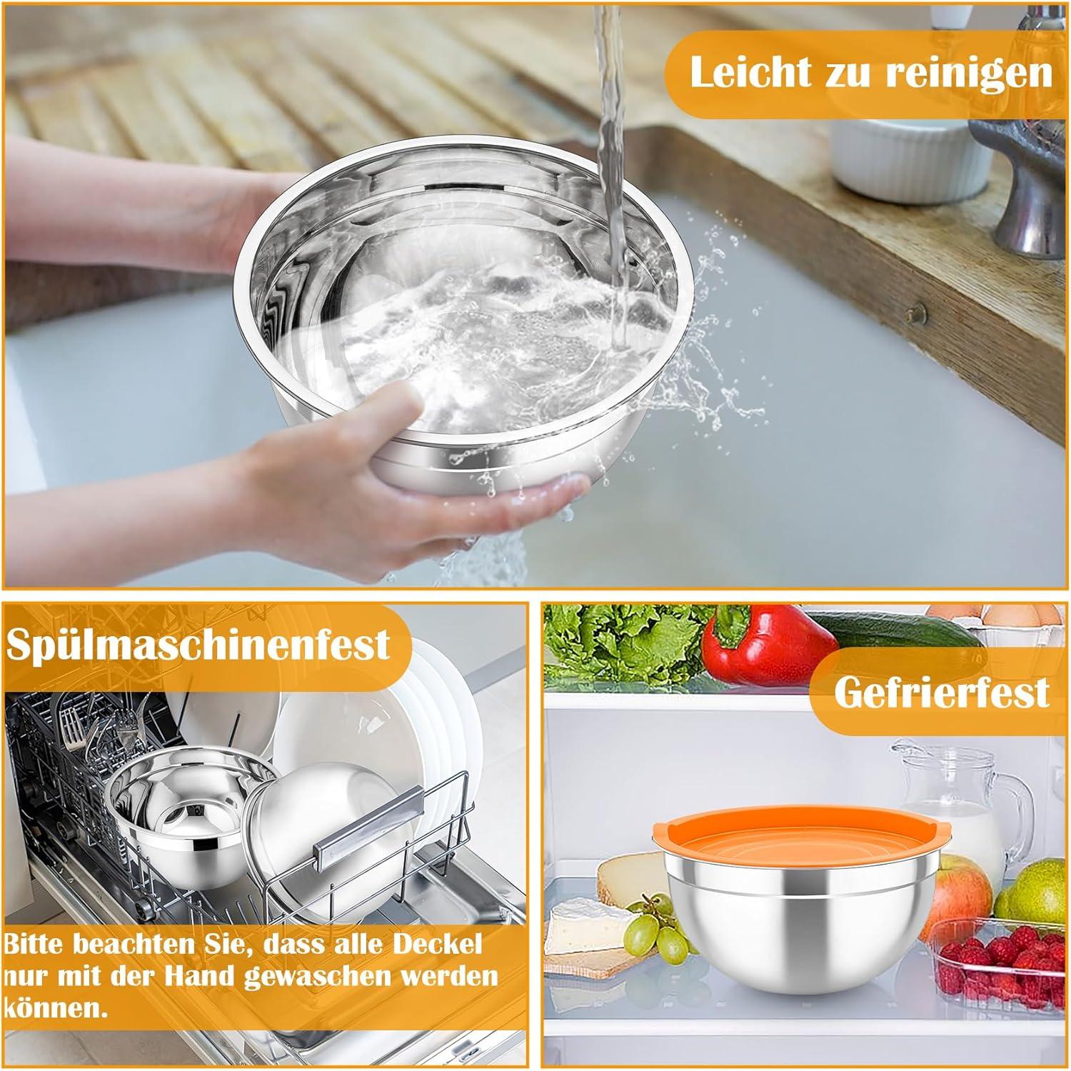 Edelstahl Rührschüssel Set 6-tlg. Luftdicht Stapelbar