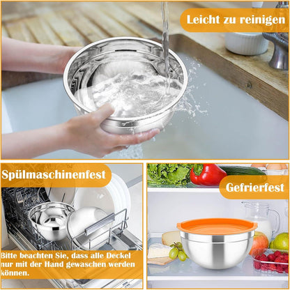 Edelstahl Rührschüssel Set 6-tlg. Luftdicht Stapelbar