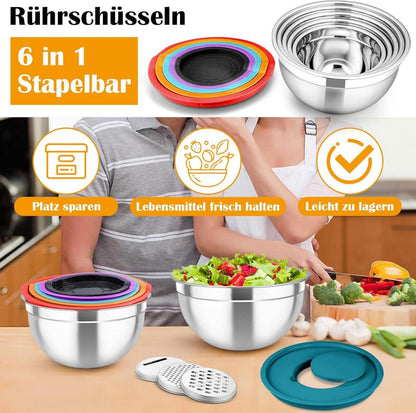 Rührschüssel Set 6tlg. Edelstahl mit Deckel