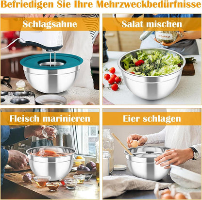 Edelstahl Rührschüssel Set 6-tlg. Luftdicht Stapelbar