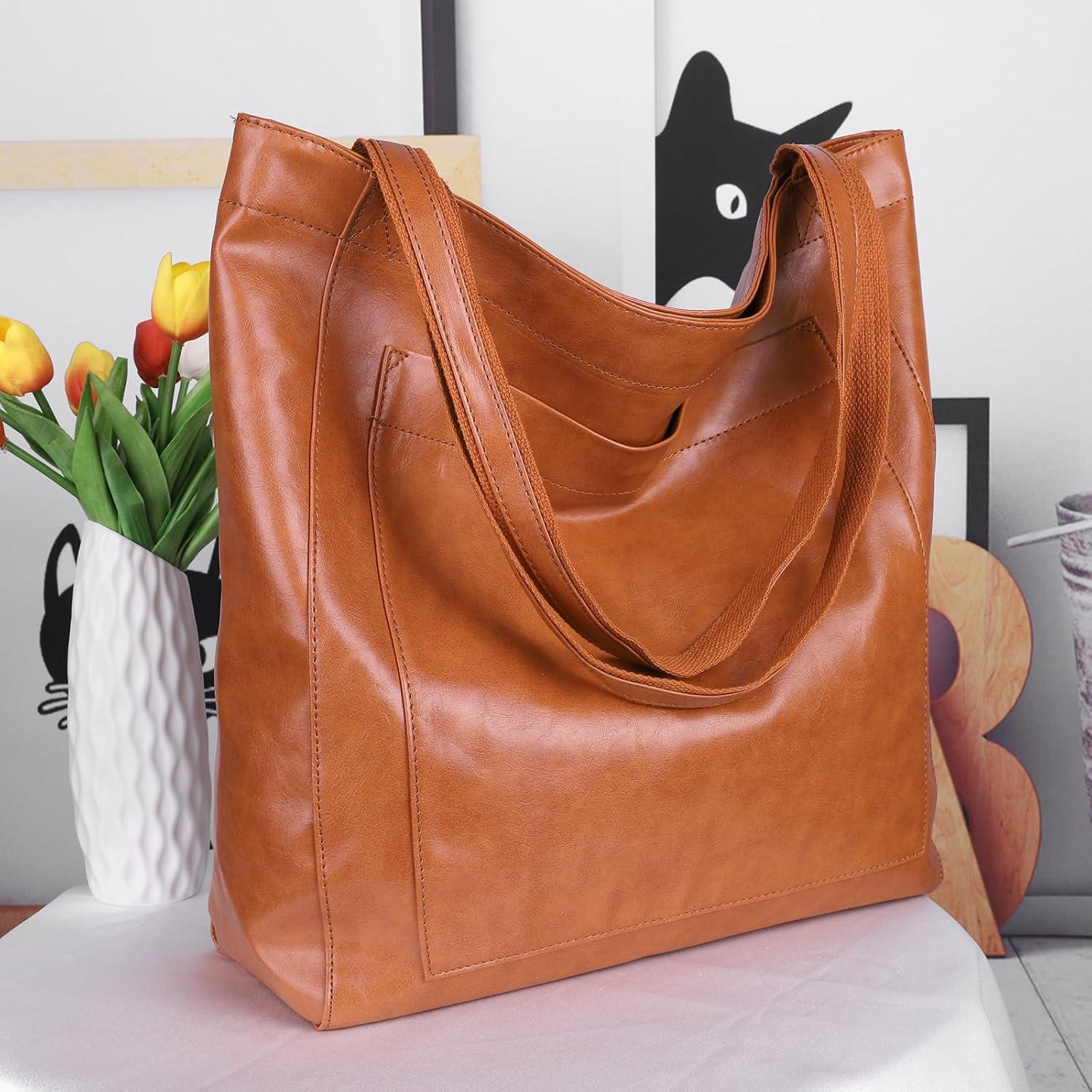 TIAASTAP Handtasche Damen Groß PU Leder Shopper Vintage Tragetasche