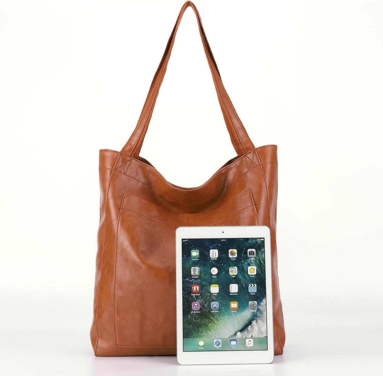Handtasche Damen Groß Tote Bag PU Leder Schultertasche Vintage