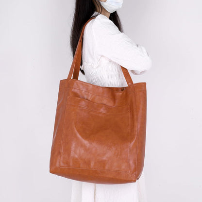 Große Damen Handtasche aus PU Leder - Vintage Shopper Tasche