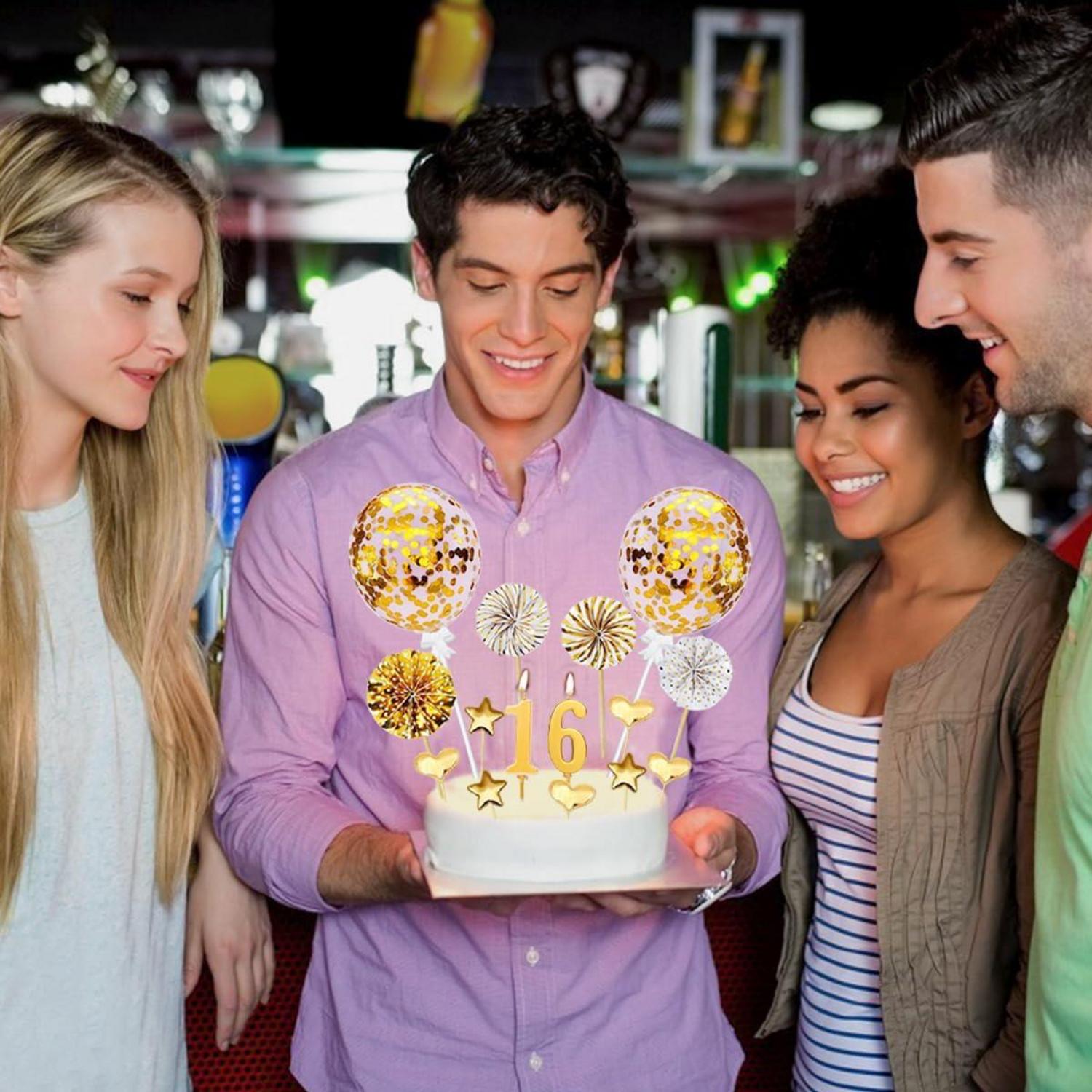 Goldene Tortendeko für 16. Geburtstag Junge Mädchen