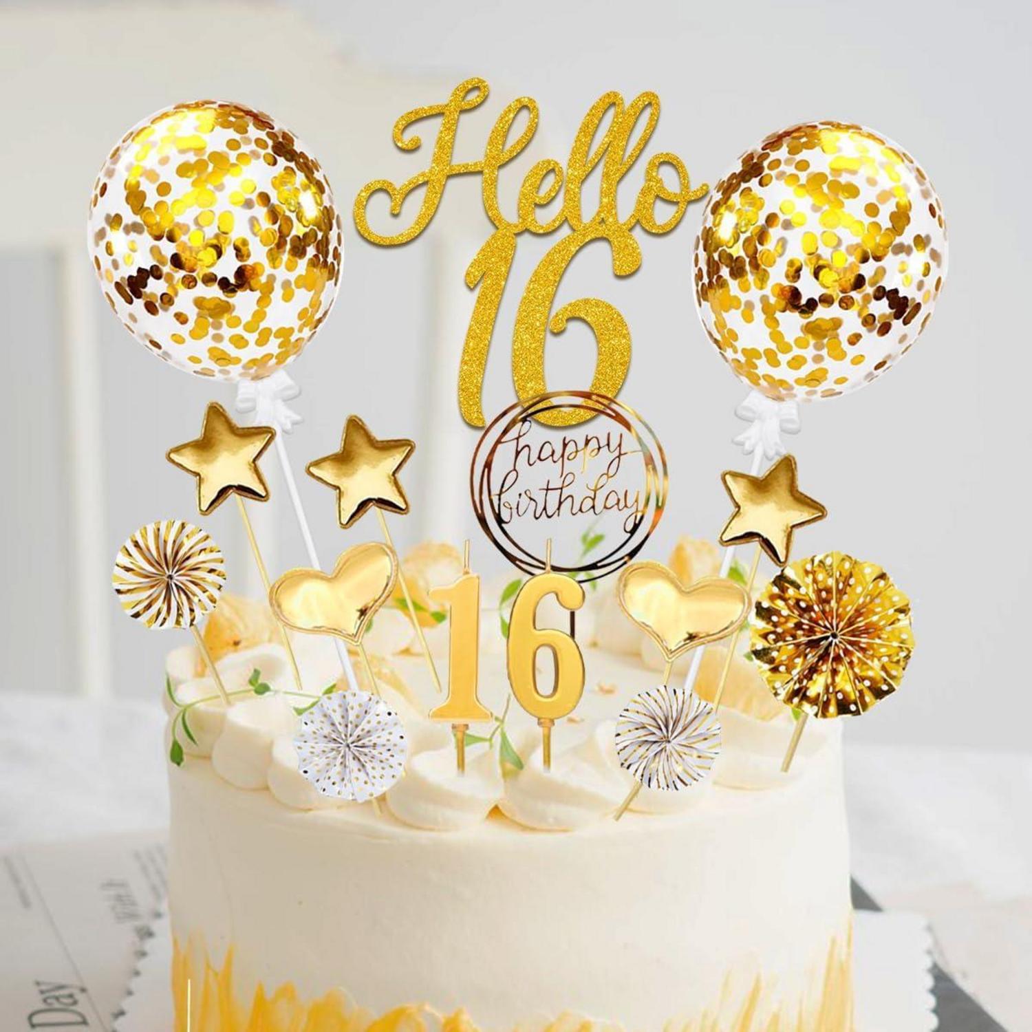 Tortendeko 16 Geburtstag Junge Mädchen Gold Kuchendeko Cake Topper