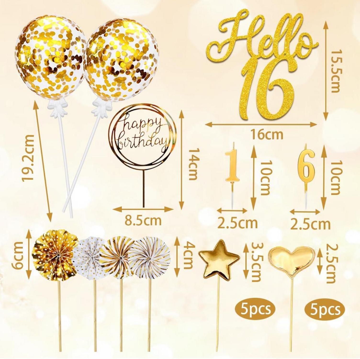 16. Geburtstag Tortendeko Gold Hello 16 Cake Topper Geburtstagskerzen
