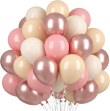 60x Luftballons Beige Altrosa Aprikose Rosa Metallic Rosegold