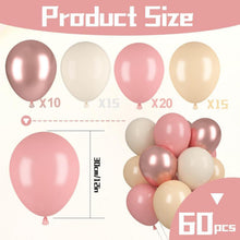 Beige Altrosa Luftballons Set, 60 Stück Hochwertige Party