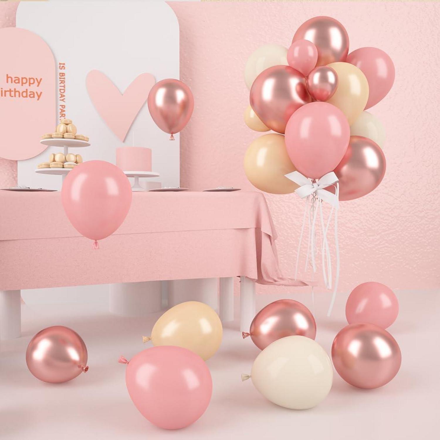 60x Luftballons Beige Altrosa Aprikose Rosa Metallic Rosegold