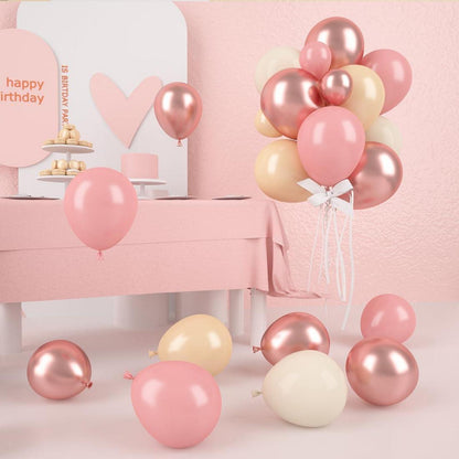 60x Luftballons Beige Altrosa Aprikose Rosa Metallic Rosegold