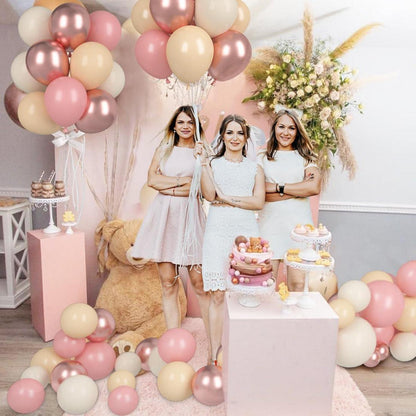 Luftballons Beige Altrosa 60er Set Retro Aprikose Rosa Metallic für