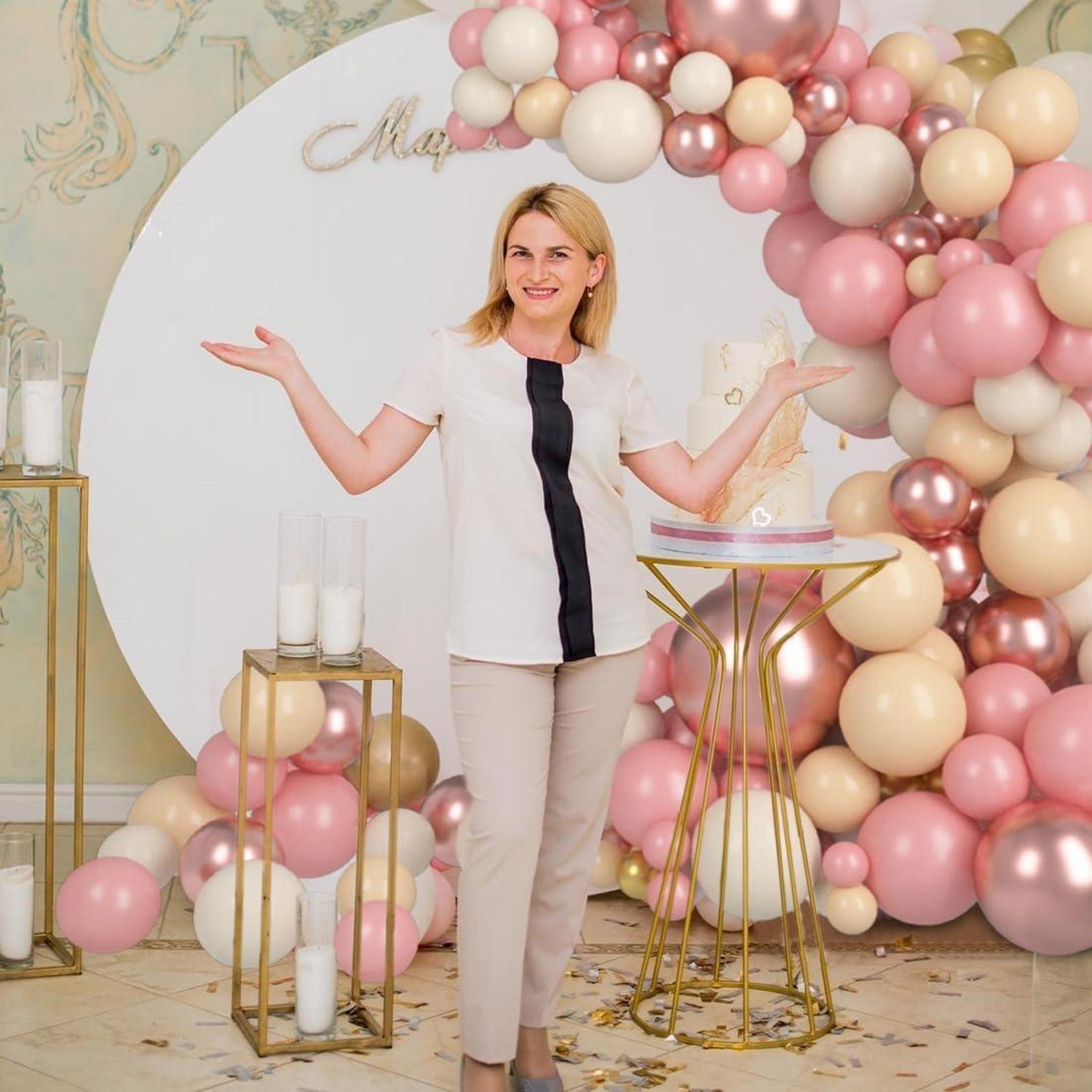 Beige Altrosa Helium Luftballons Set, 60 Stück Retro Rosa Metallic Deko
