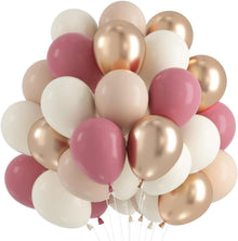 60 Stück Luftballons Beige Rosa Helium Party Deko_Champagner Gold