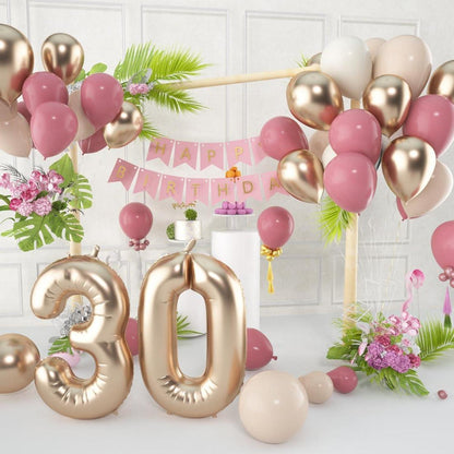 Luftballons Beige Altrosa Aprikose Rosa Champagner Gold Metallic 60