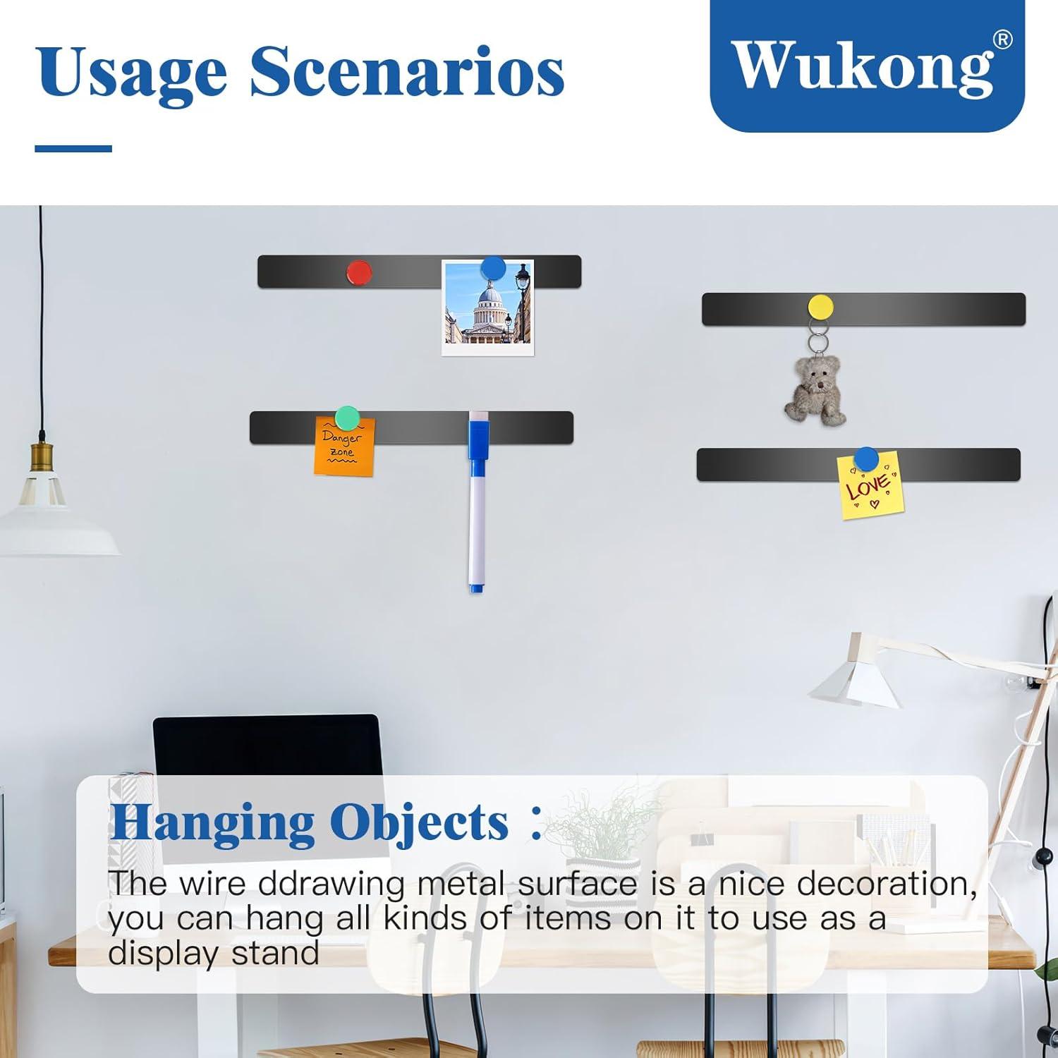 Wukong Magnetleisten 4er Set 30x3cm Schwarz Selbstklebend 16 Magnete