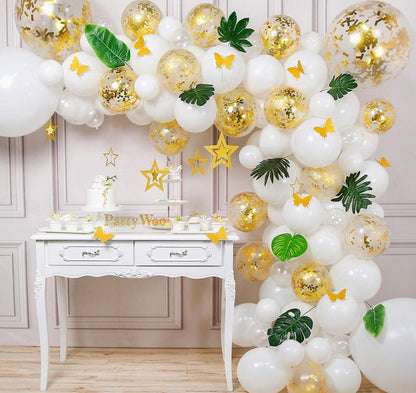 Goldene Luftballons Set 60 Stück - Metallic Gold Weiß Konfetti Deko
