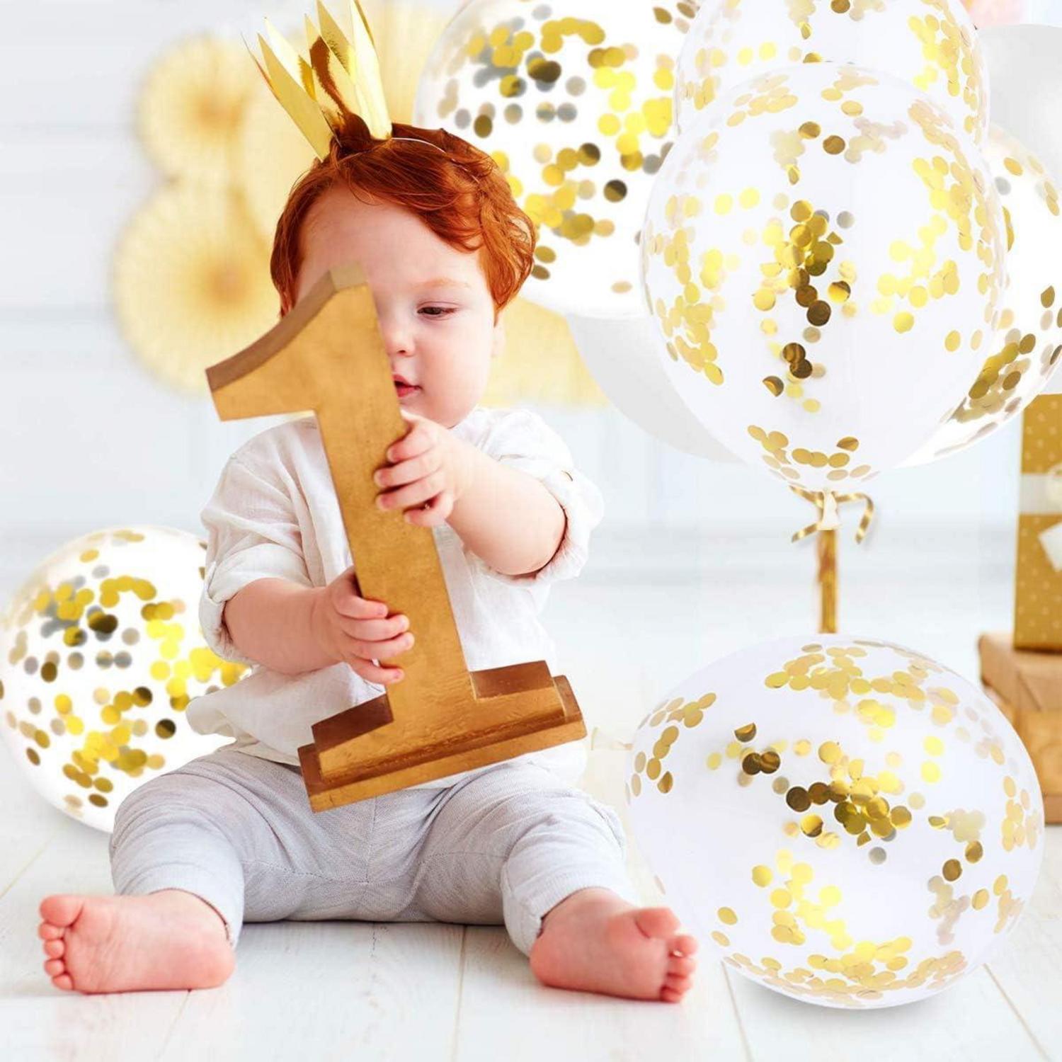 Luftballons Gold Weiß Metallic Konfetti Geburtstag Hochzeit JGA 60