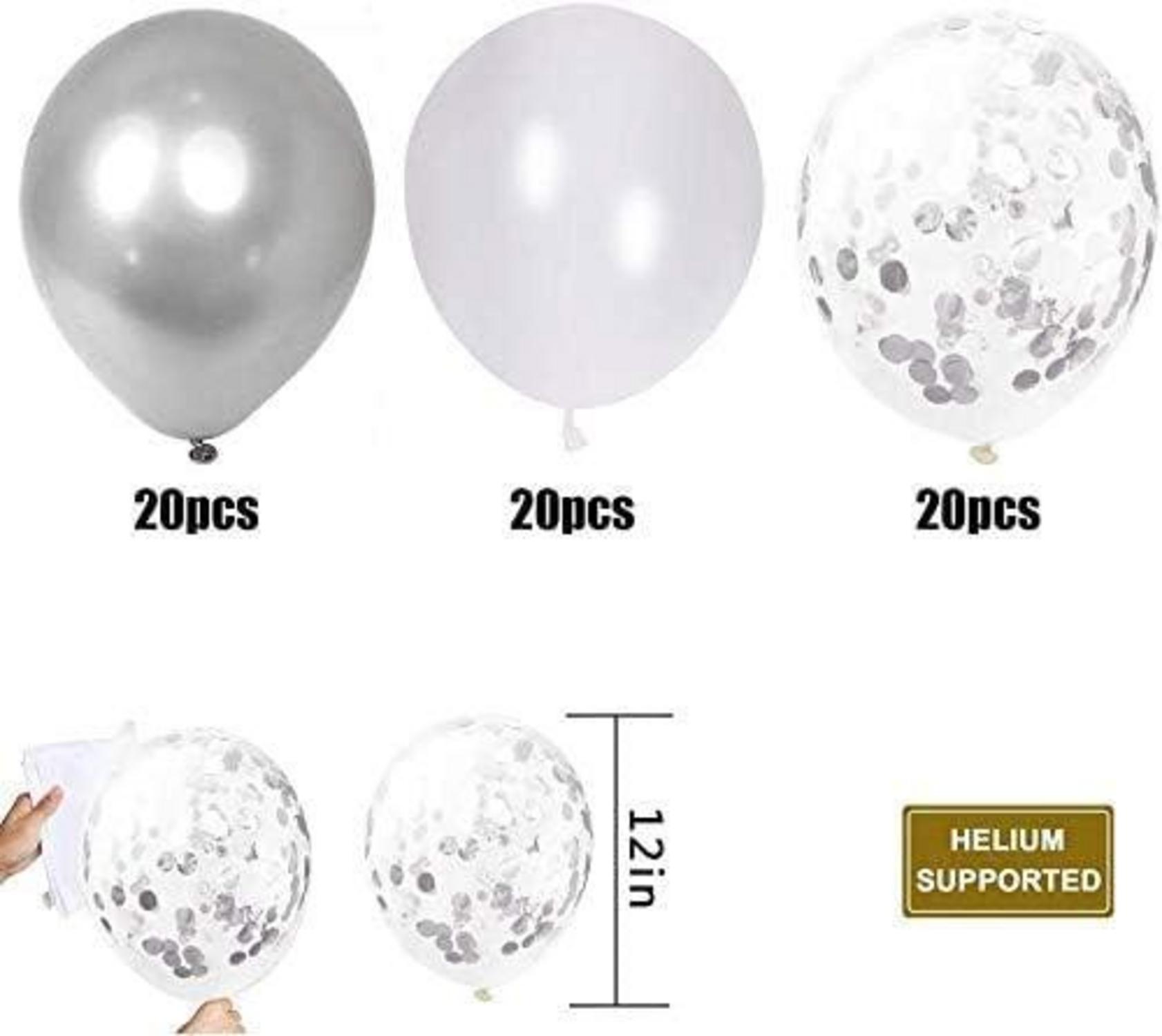 Luftballons Silber 60 Stück Metallic Konfetti Weiß JGA